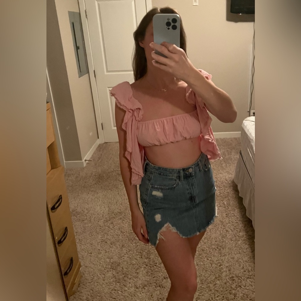 Free People 100% Cotton Make Waves Reversible Crop Top Babydoll Top - Picture 10 of 12